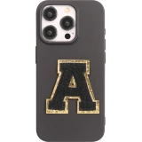 Sticker Aufkleber für Handy/Tablet/Computer 3D gestickt Schwarz - Buchstabe A