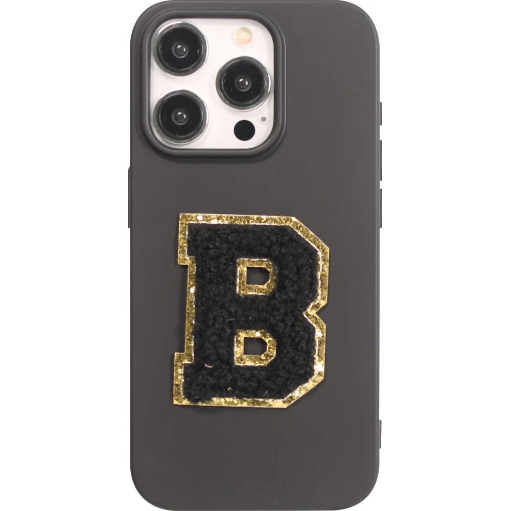 Sticker Aufkleber für Handy/Tablet/Computer 3D gestickt Schwarz - Buchstabe B