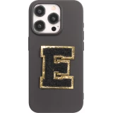 Sticker Aufkleber für Handy/Tablet/Computer 3D gestickt Schwarz - Buchstabe E