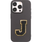 Sticker Aufkleber für Handy/Tablet/Computer 3D gestickt Schwarz - Buchstabe J