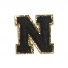 Autocollant sticker pour téléphone/tablette/ordinateur brodé en 3D noir - Lettre N