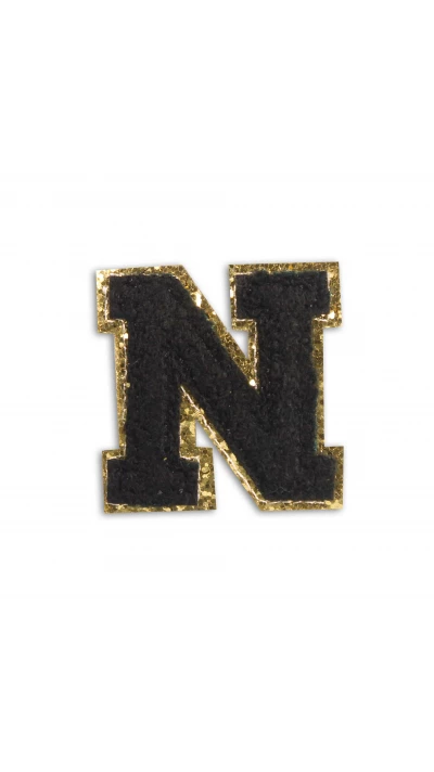 Autocollant sticker pour t&eacute;l&eacute;phone/tablette/ordinateur brod&eacute; en 3D noir - Lettre N