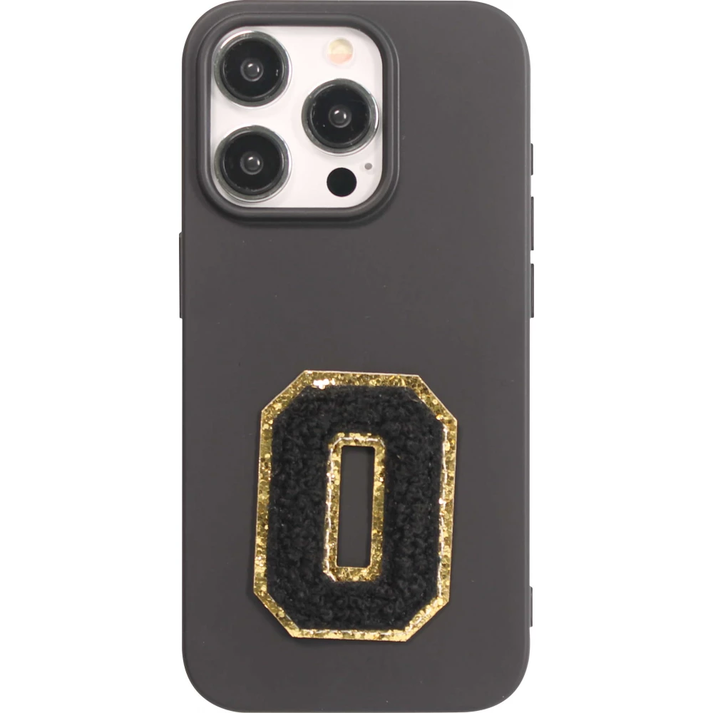 Autocollant sticker pour téléphone/tablette/ordinateur brodé en 3D noir - Lettre O