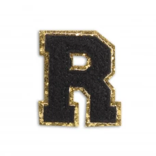 Autocollant sticker pour téléphone/tablette/ordinateur brodé en 3D noir - Lettre R