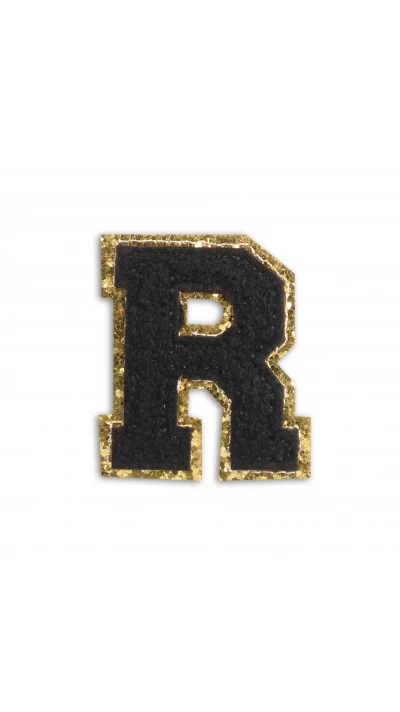 Autocollant sticker pour t&eacute;l&eacute;phone/tablette/ordinateur brod&eacute; en 3D noir - Lettre R