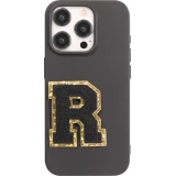 Autocollant sticker pour téléphone/tablette/ordinateur brodé en 3D noir - Lettre R