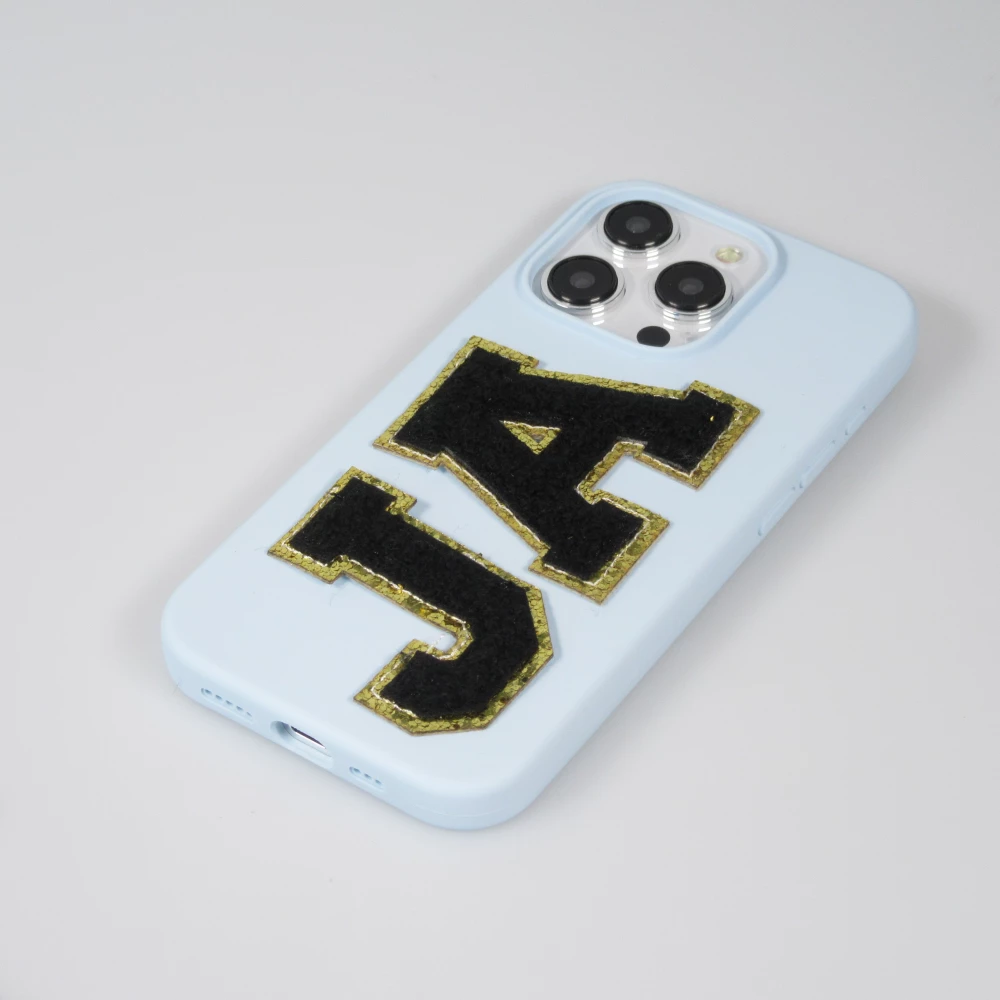 Autocollant sticker pour téléphone/tablette/ordinateur brodé en 3D noir - Lettre R