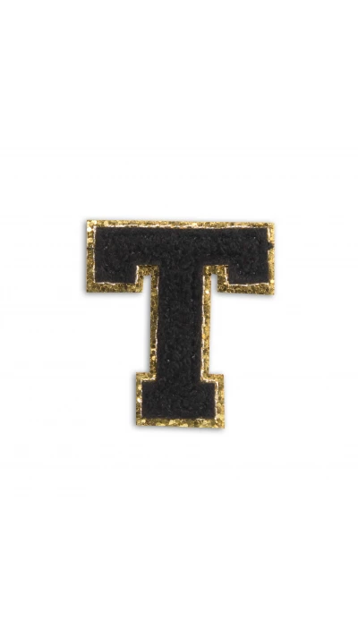 Autocollant sticker pour t&eacute;l&eacute;phone/tablette/ordinateur brod&eacute; en 3D noir - Lettre T