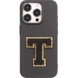Sticker Aufkleber für Handy/Tablet/Computer 3D gestickt Schwarz - Buchstabe T