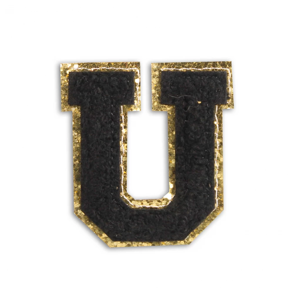 Autocollant sticker pour téléphone/tablette/ordinateur brodé en 3D noir - Lettre U