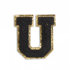Autocollant sticker pour téléphone/tablette/ordinateur brodé en 3D noir - Lettre U
