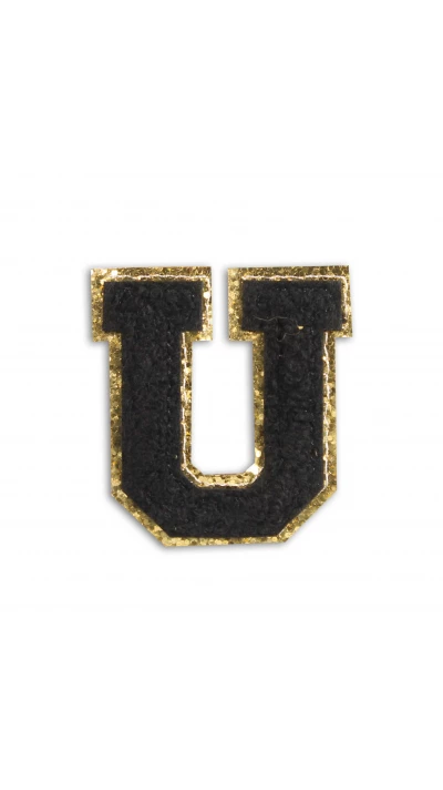 Autocollant sticker pour t&eacute;l&eacute;phone/tablette/ordinateur brod&eacute; en 3D noir - Lettre U
