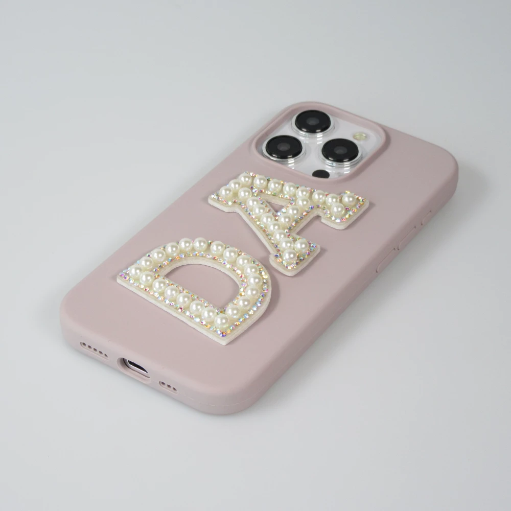 Sticker Aufkleber für Handy/Tablet/Computer 3D Pearls weiss - Buchstabe C