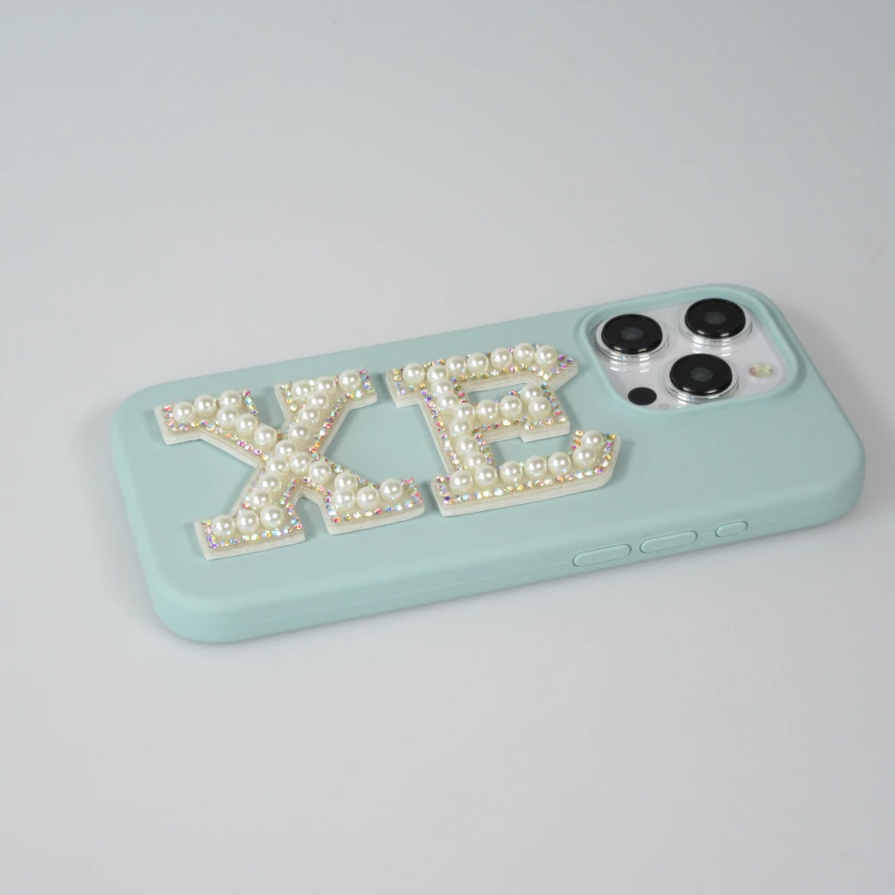 Sticker Aufkleber für Handy/Tablet/Computer 3D Pearls weiss - Buchstabe C