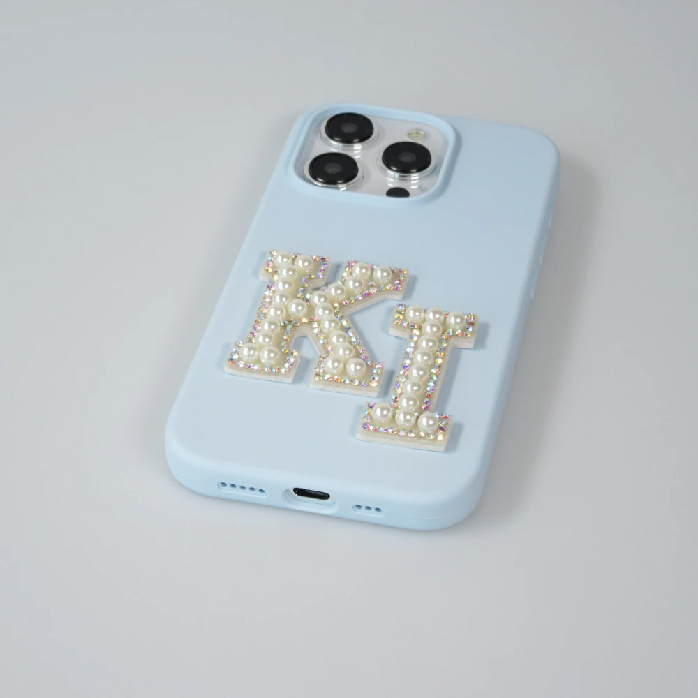 Sticker Aufkleber für Handy/Tablet/Computer 3D Pearls weiss - Buchstabe C