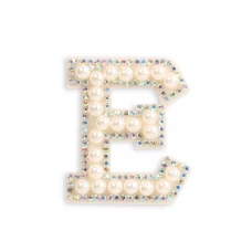 Autocollant sticker pour téléphone/tablette/ordinateur brodé en 3D pearls blanc - Lettre E