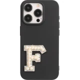 Autocollant sticker pour téléphone/tablette/ordinateur brodé en 3D pearls blanc - Lettre F