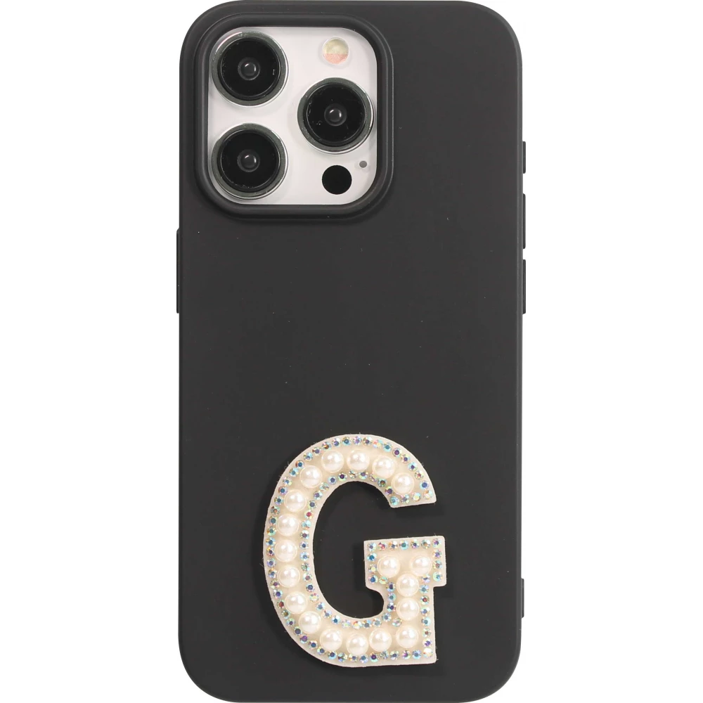 Autocollant sticker pour téléphone/tablette/ordinateur brodé en 3D pearls blanc - Lettre G