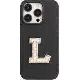 Autocollant sticker pour téléphone/tablette/ordinateur brodé en 3D pearls blanc - Lettre L