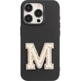 Autocollant sticker pour téléphone/tablette/ordinateur brodé en 3D pearls blanc - Lettre M