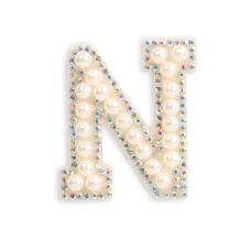 Sticker Aufkleber für Handy/Tablet/Computer 3D Pearls weiss - Buchstabe N
