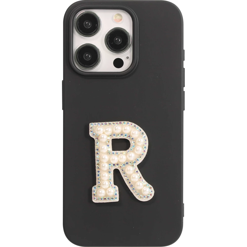 Autocollant sticker pour téléphone/tablette/ordinateur brodé en 3D pearls blanc - Lettre R