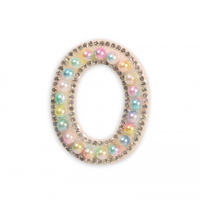 Autocollant sticker pour t&eacute;l&eacute;phone/tablette/ordinateur brod&eacute; en 3D pearls multi color - Lettre O
