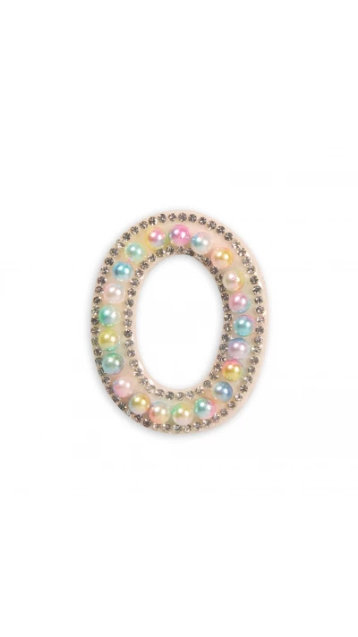 Autocollant sticker pour t&eacute;l&eacute;phone/tablette/ordinateur brod&eacute; en 3D pearls multi color - Lettre O