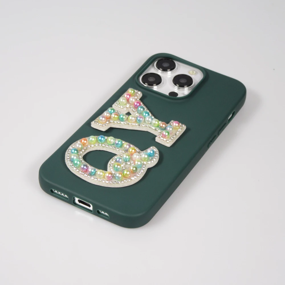Autocollant sticker pour téléphone/tablette/ordinateur brodé en 3D pearls multi color - Lettre O