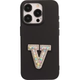 Autocollant sticker pour téléphone/tablette/ordinateur brodé en 3D pearls multi color - Lettre V