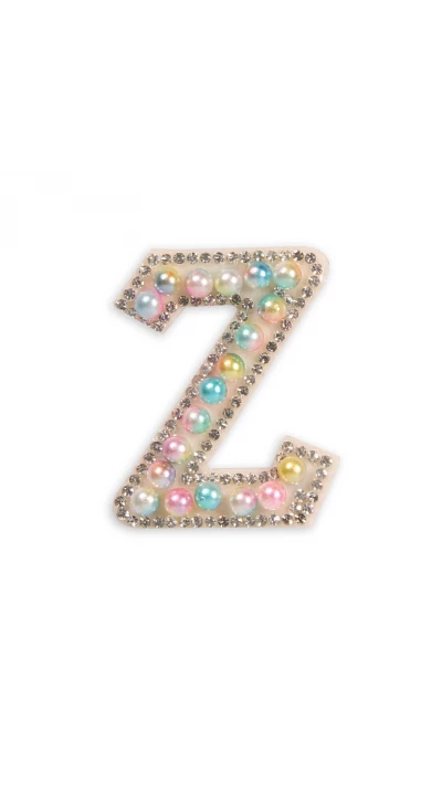 Autocollant sticker pour t&eacute;l&eacute;phone/tablette/ordinateur brod&eacute; en 3D pearls multi color - Lettre Z