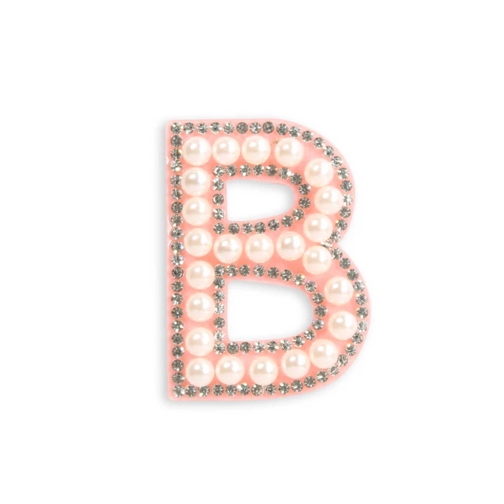 Autocollant sticker pour téléphone/tablette/ordinateur brodé en 3D pearls rose - Lettre B
