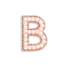Autocollant sticker pour téléphone/tablette/ordinateur brodé en 3D pearls rose - Lettre B
