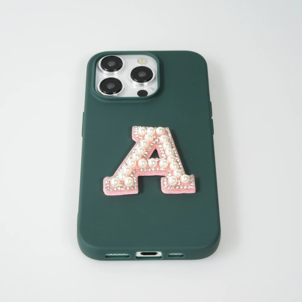 Autocollant sticker pour téléphone/tablette/ordinateur brodé en 3D pearls rose - Lettre B