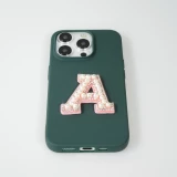 Autocollant sticker pour téléphone/tablette/ordinateur brodé en 3D pearls rose - Lettre B