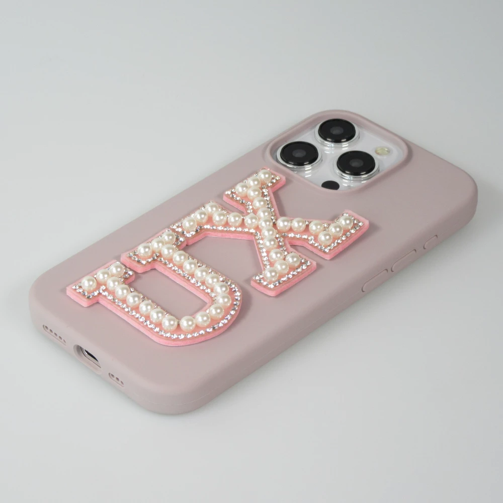 Sticker Aufkleber für Handy/Tablet/Computer 3D Pearls Rosa - Buchstabe M