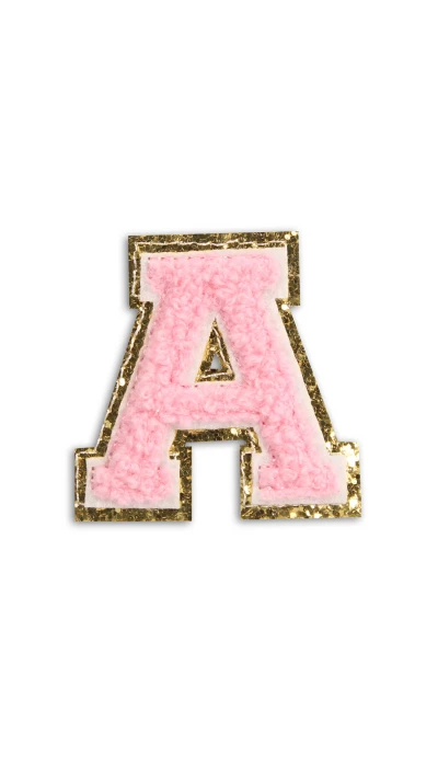 Autocollant sticker pour t&eacute;l&eacute;phone/tablette/ordinateur brod&eacute; en 3D rose clair - Lettre A