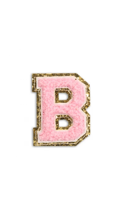 Autocollant sticker pour t&eacute;l&eacute;phone/tablette/ordinateur brod&eacute; en 3D rose clair - Lettre B
