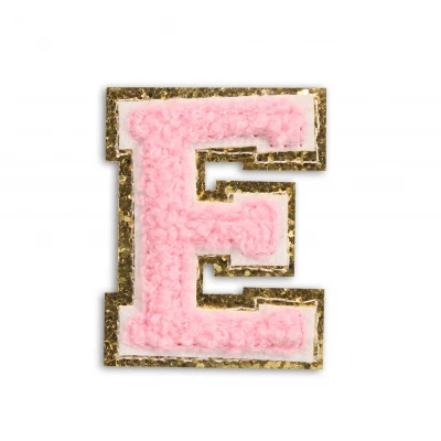 Autocollant sticker pour t&eacute;l&eacute;phone/tablette/ordinateur brod&eacute; en 3D rose clair - Lettre E