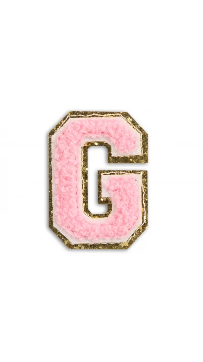 Autocollant sticker pour t&eacute;l&eacute;phone/tablette/ordinateur brod&eacute; en 3D rose clair - Lettre G