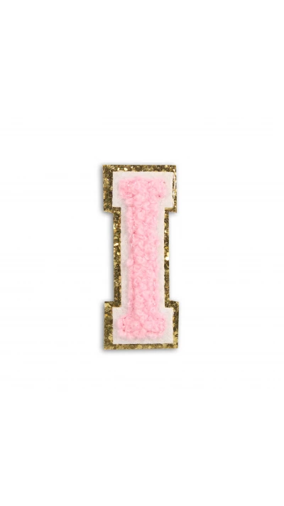 Autocollant sticker pour t&eacute;l&eacute;phone/tablette/ordinateur brod&eacute; en 3D rose clair - Lettre I