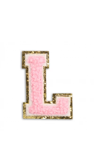 Autocollant sticker pour t&eacute;l&eacute;phone/tablette/ordinateur brod&eacute; en 3D rose clair - Lettre L
