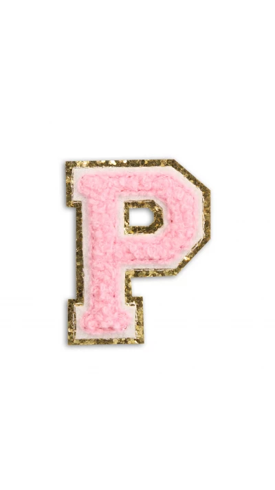 Autocollant sticker pour t&eacute;l&eacute;phone/tablette/ordinateur brod&eacute; en 3D rose clair - Lettre P