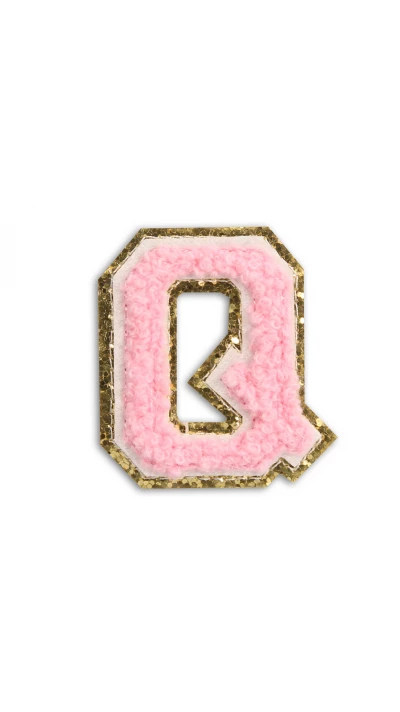 Autocollant sticker pour t&eacute;l&eacute;phone/tablette/ordinateur brod&eacute; en 3D rose clair - Lettre Q