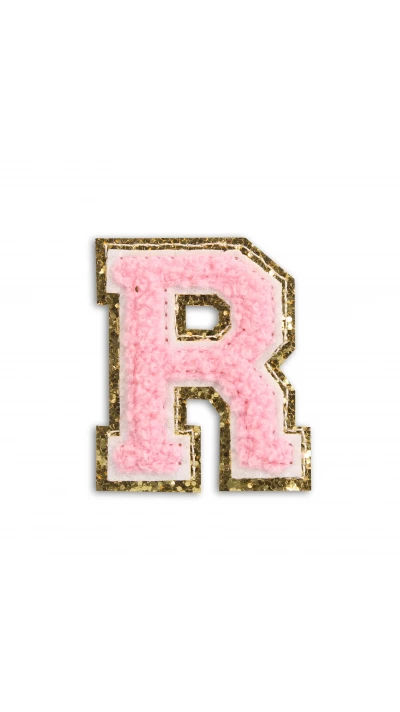Autocollant sticker pour t&eacute;l&eacute;phone/tablette/ordinateur brod&eacute; en 3D rose clair - Lettre R