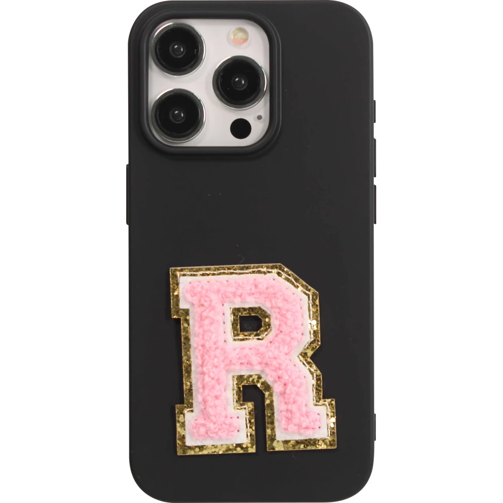 Autocollant sticker pour téléphone/tablette/ordinateur brodé en 3D rose clair - Lettre R