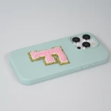 Autocollant sticker pour téléphone/tablette/ordinateur brodé en 3D rose clair - Lettre R