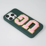 Autocollant sticker pour téléphone/tablette/ordinateur brodé en 3D rose clair - Lettre R