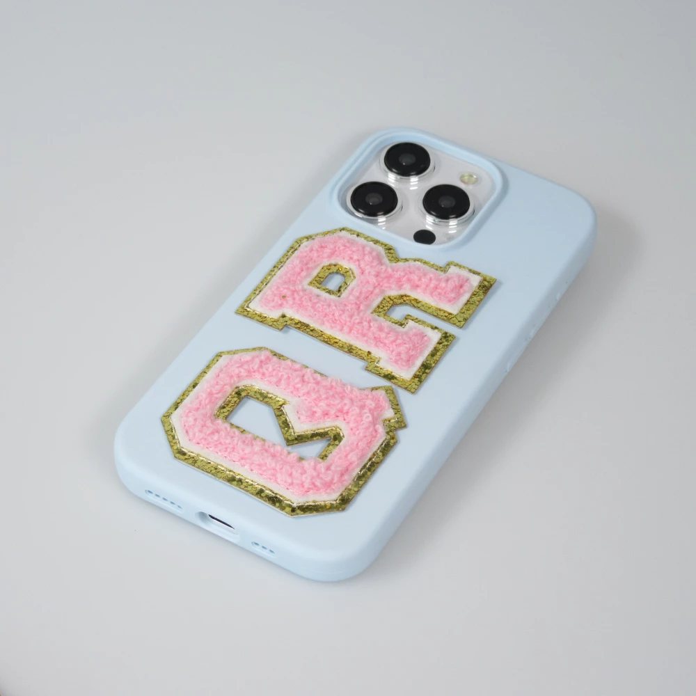 Autocollant sticker pour téléphone/tablette/ordinateur brodé en 3D rose clair - Lettre R