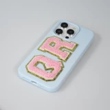 Autocollant sticker pour téléphone/tablette/ordinateur brodé en 3D rose clair - Lettre R